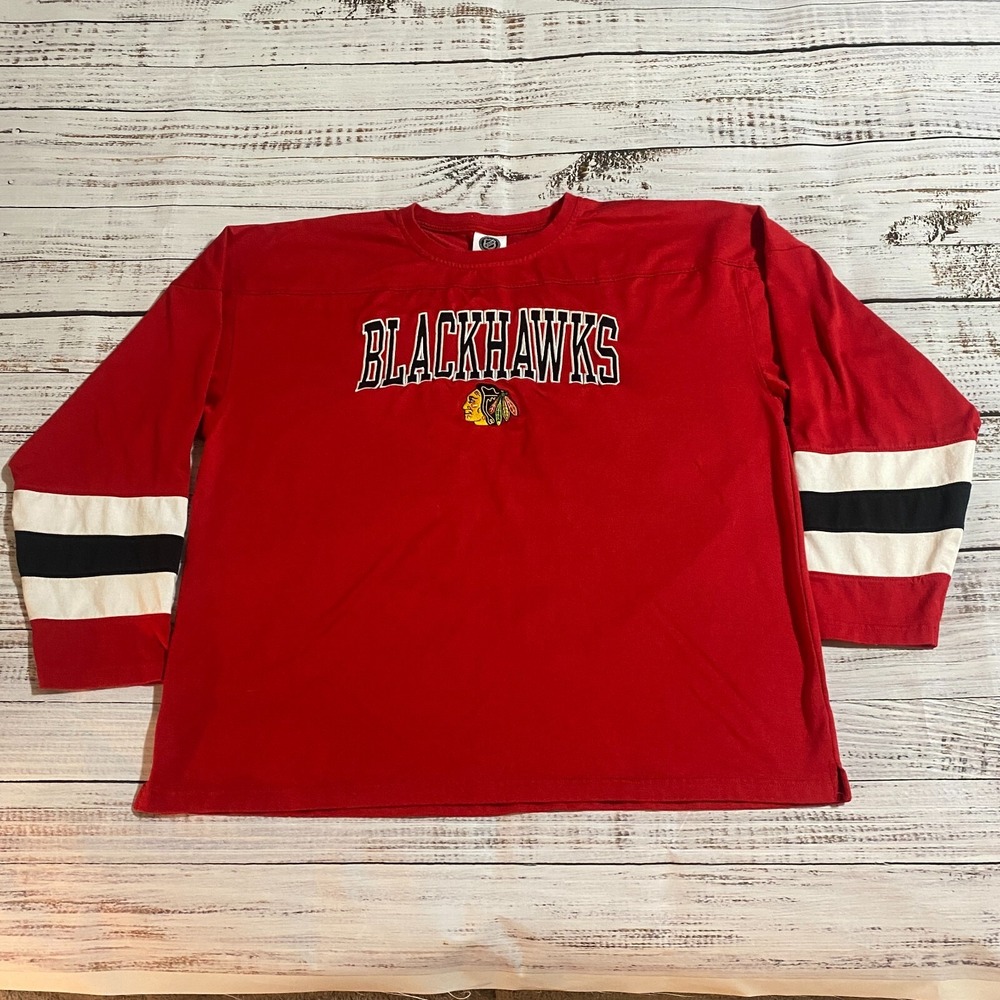 Chicago Blackhawks Jersey Style Shirt Cotton Red Men's‎ Size XL